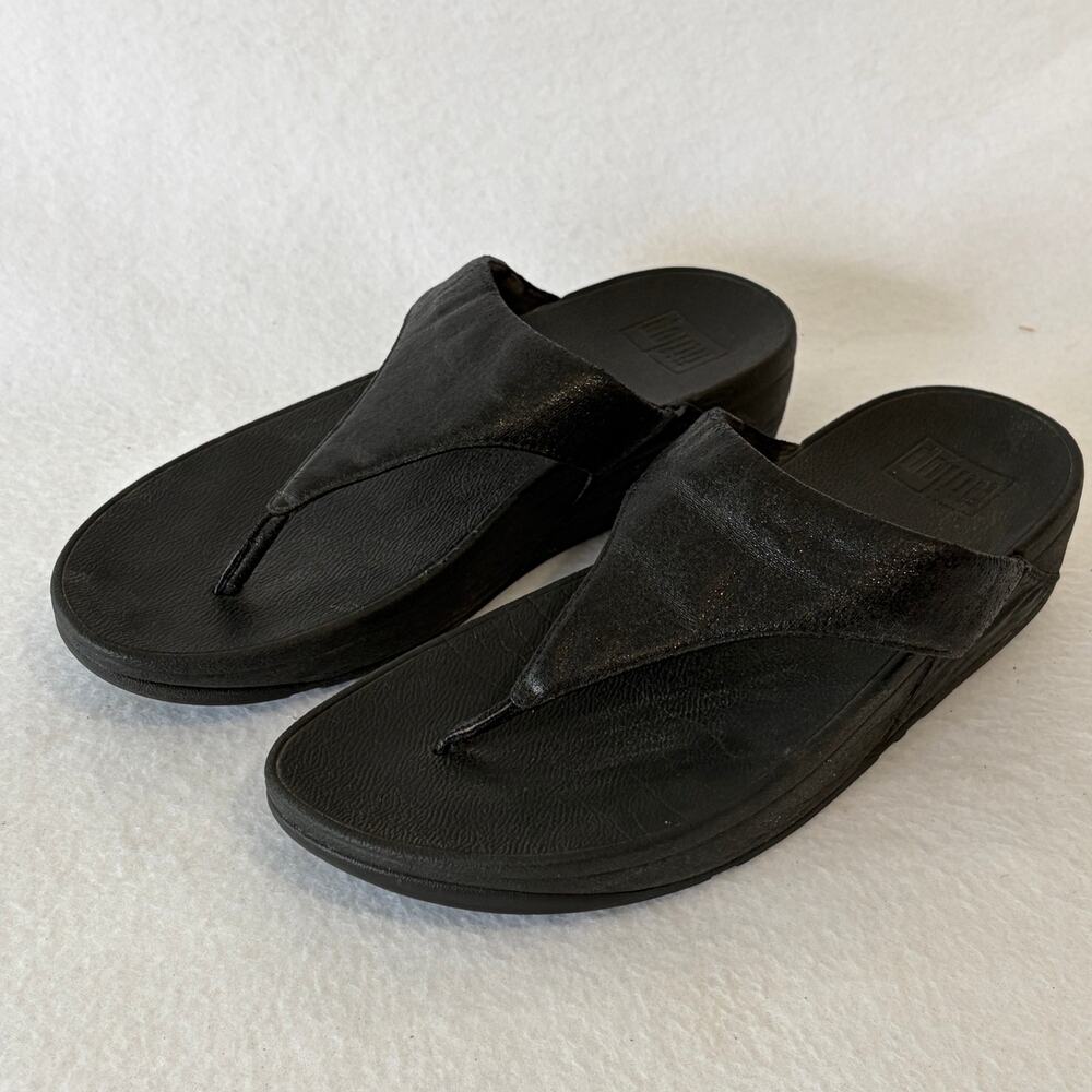 FitFlop Sandals Womens Size 11 Black Shimmer Sparkle Slip On Platform Comfort - Picture 10 of 10